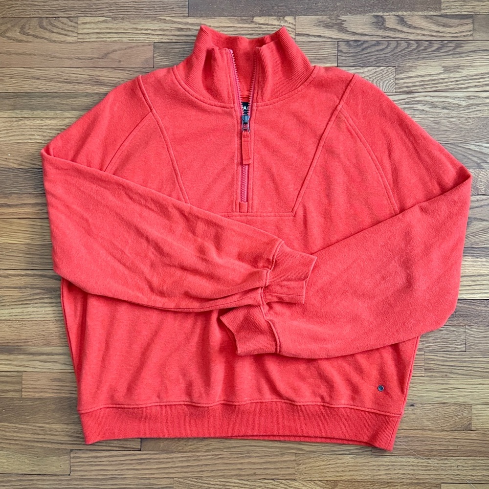 Prana Cozy Up Pullover Long Sleeve High Neck Quarter Zip - Bright Orange
